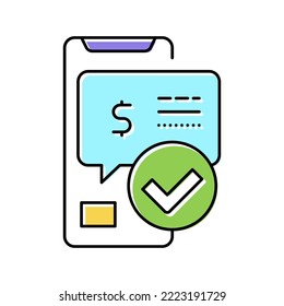 vector de icono de color de pago aprobado por mensaje. signo de pago aprobado por mensaje. ilustración de símbolo aislado