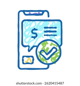 mensagem aprovado pagamento ícone doodle esboçar vetor. mensagem aprovado sinal de pagamento. símbolo isolado ilustração
