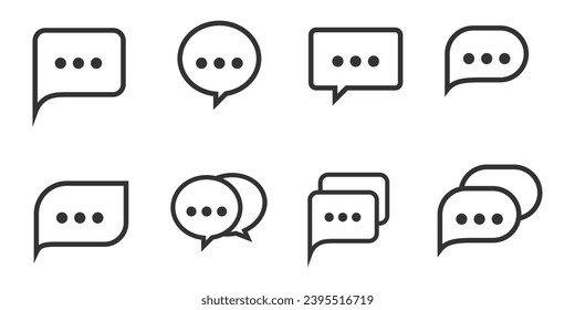 icono de conjunto de globos de mensajes, diseño en blanco y negro, vector eps 10 para necesidades gráficas y de software