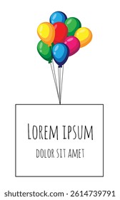 Message Banner Flying on Colorful Air Balloons. Festive and event celebration objects vector