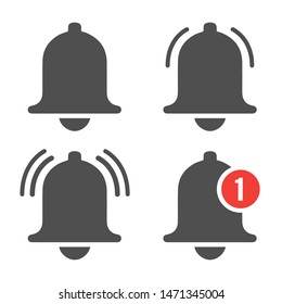 Message bell icon. Doorbell icons for apps like youtube, alert ringing or subscriber alarm symbol, channel messaging reminders bells