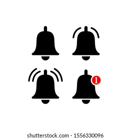 Message bell icon. Notification bell icon for incoming inbox message. Vector ringing bell and notification number sign for alarm clock and smartphone application alert