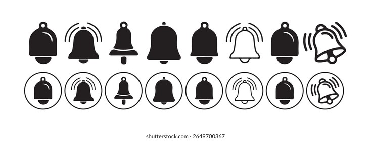 Conjunto de ícones da campainha da mensagem. junto com uma campainha de toque e número de notificação, assine os gráficos para download para web e design de aplicativo. Ilustração Victor eps10