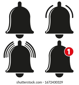 Message bell icon. Vector bells and alerts for counteracting offers of alarm clock and smartphones, material design, social media element, user interface sign. Vector illustration