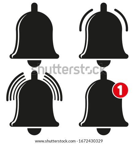 Message bell icon. Vector bells and alerts for counteracting offers of alarm clock and smartphones, material design, social media element, user interface sign. Vector illustration