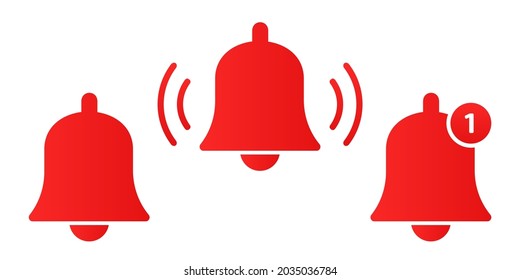 Message bell icons set. Red color. Suitable for use in applications. Vector illustration.