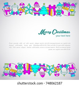 Message between colorful christmas symbols