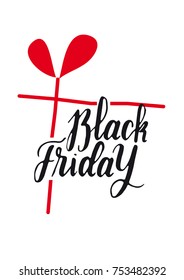 Message Black Friday. White background. Text handmade. Colour gift.
