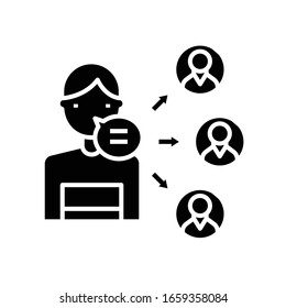 Icono negro del mensaje, ilustración conceptual, símbolo plano vectorial, signo de glifo.