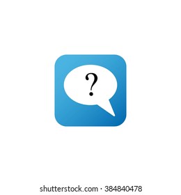 Message in a blue square with a question mark, vector
