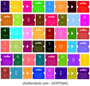 message board design with colorful labels and arrows isolated on white background, modern vector concept