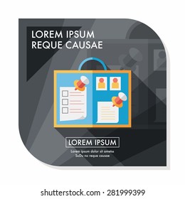 message board flat icon with long shadow,eps10