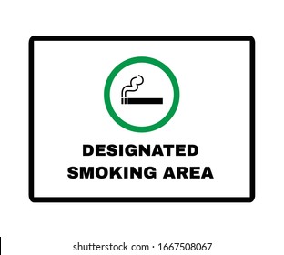 Message Board with text DESIGNATED SMOKING AREA, Beware and Allowed Sign, vector illustration.