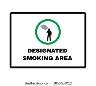 Message Board with text DESIGNATED SMOKING AREA, Beware and Allowed Sign symbol, vector illustration.