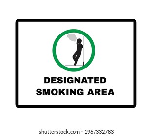 Message Board with text DESIGNATED SMOKING AREA, Beware and Allowed Sign symbol, vector illustration.