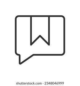 Message with bookmark, linear icon. Line with editable stroke