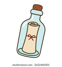 Message in a bottle beach vector illustration isolated on white background
