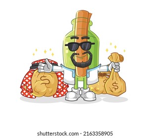 el mensaje en un carácter boxer de botella. vector de mascota de dibujos animados