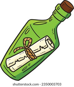 Message in a Bottle Cartoon Colored Clipart 