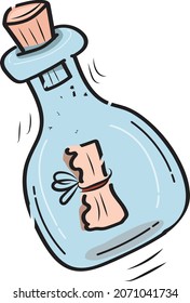 Message in the Bottle in Cartoon Style, Pirate Mail