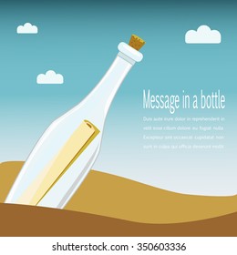 Message in a bottle concept, vector