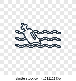 Message in a bottle concept vector linear icon isolated on transparent background, Message in a bottle concept transparency concept in outline style