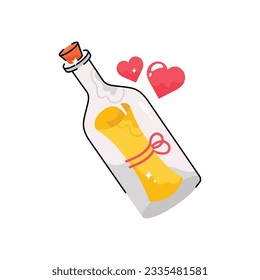 Message bottle doodle vector outline icon. EPS 10 file