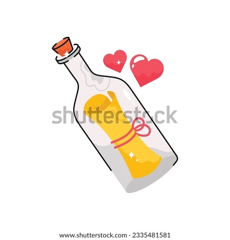 Message bottle doodle vector outline icon. EPS 10 file