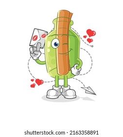 the message in a bottle with duck buoy cartoon. cartoon mascot vector