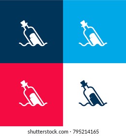 Message in a bottle four color material and minimal icon logo set in red and blue