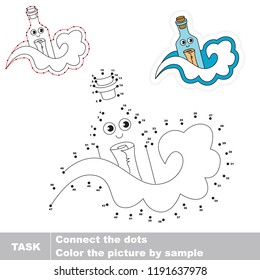 Message in a bottle funny. Dot to dot educational game for kids.