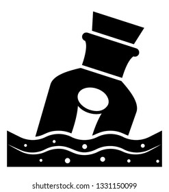 Message in bottle, glyph icon.