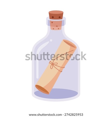 Message in a bottle graphic for beach cleanup day invites, coastal love notes station, letter writing session, gratitude practice