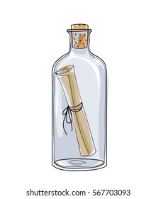 Message in a Bottle hand drawn vector cute illustration 2