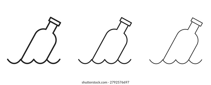 Message In a Bottle icon in 3 editable stroke lines
