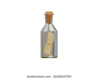  Icono de botella de mensaje Ilustración 3D Render