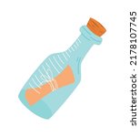 Message in the bottle icon in cartoon style isolated. Pirates symbol stock vector illustration.