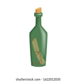 Message in the bottle icon in cartoon style isolated on white background. Pirates symbol stock vector illustration.