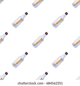 Message in the bottle icon in cartoon style isolated on white background. Pirates symbol stock vector illustration.