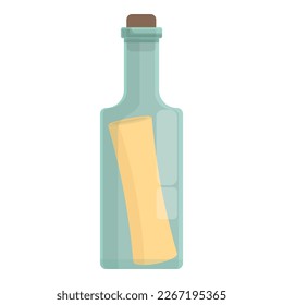 Message in the bottle icon cartoon vector. Sea letter. Paper glass