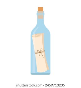 message in a bottle icon; concept of hope and adventure; for travel-related designs, communication apps, or as a metaphor for sending meaningful messages - vector illustration