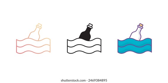 Mensaje En Una Botella Icono de diseño con fondo blanco Ilustración de stock
