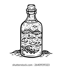 Message bottle icon in drawing style