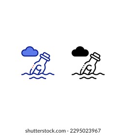 message in bottle icon. editable strokes