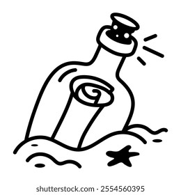 Message bottle icon in hand drawn style 

