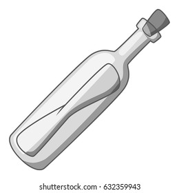 Message in a bottle icon in monochrome style isolated on white background vector illustration