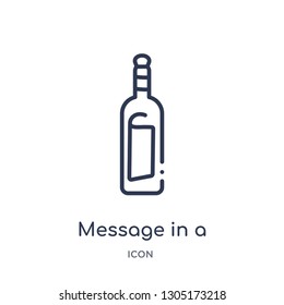 message in a bottle icon from nautical outline collection. Thin line message in a bottle icon isolated on white background.
