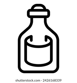 Vector de contorno de icono de botella de mensaje. Vidrio vacío. Isla de espuma marina