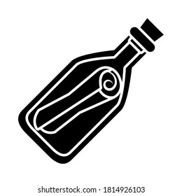 message in a bottle icon over white background, silhouette style, vector illustration