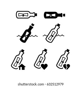 Message bottle icon set